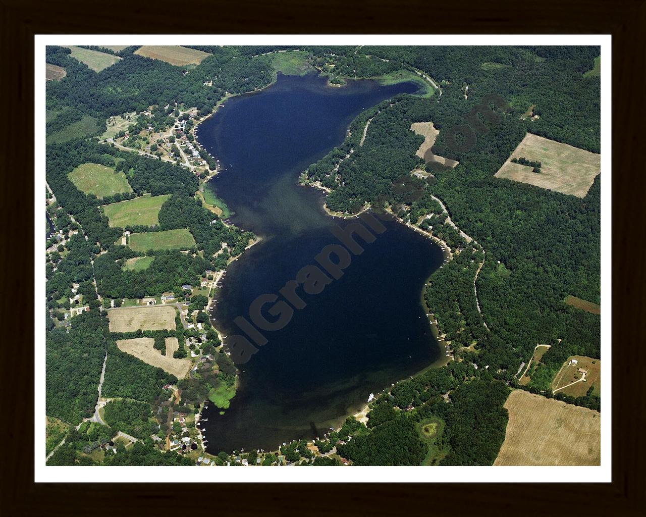 Aerial image of [3870] Clear Lake in St Joseph, MI with Black Wood frame