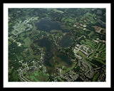 Aerial image of [3877] East & West Crooked Lakes & Clifford Lake in Livingston, MI with Black Metal frame