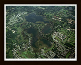 Aerial image of [3877] East & West Crooked Lakes & Clifford Lake in Livingston, MI with Black Wood frame