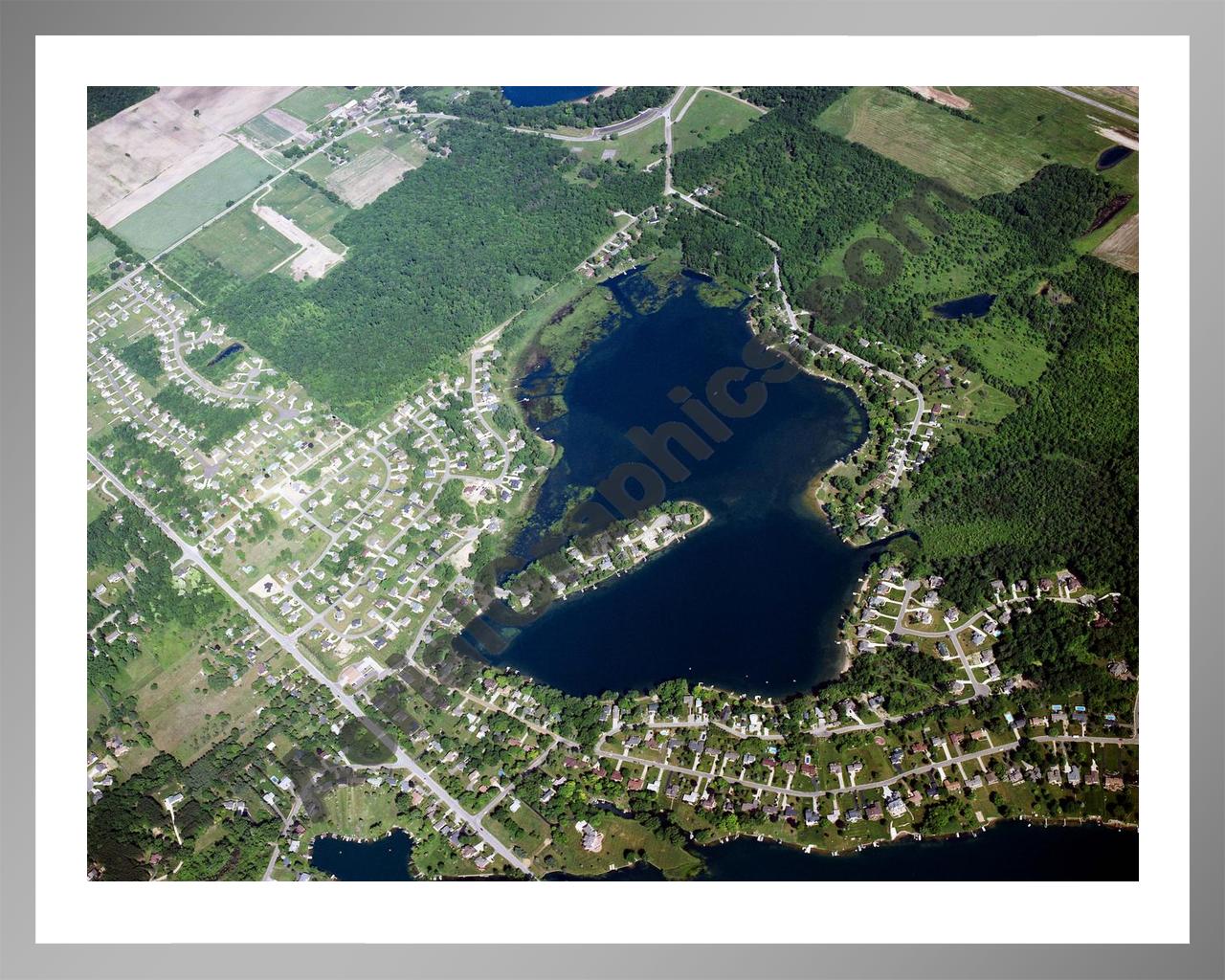 Aerial image of [3884] Pine Lake in Genesee, MI with Silver Metal frame