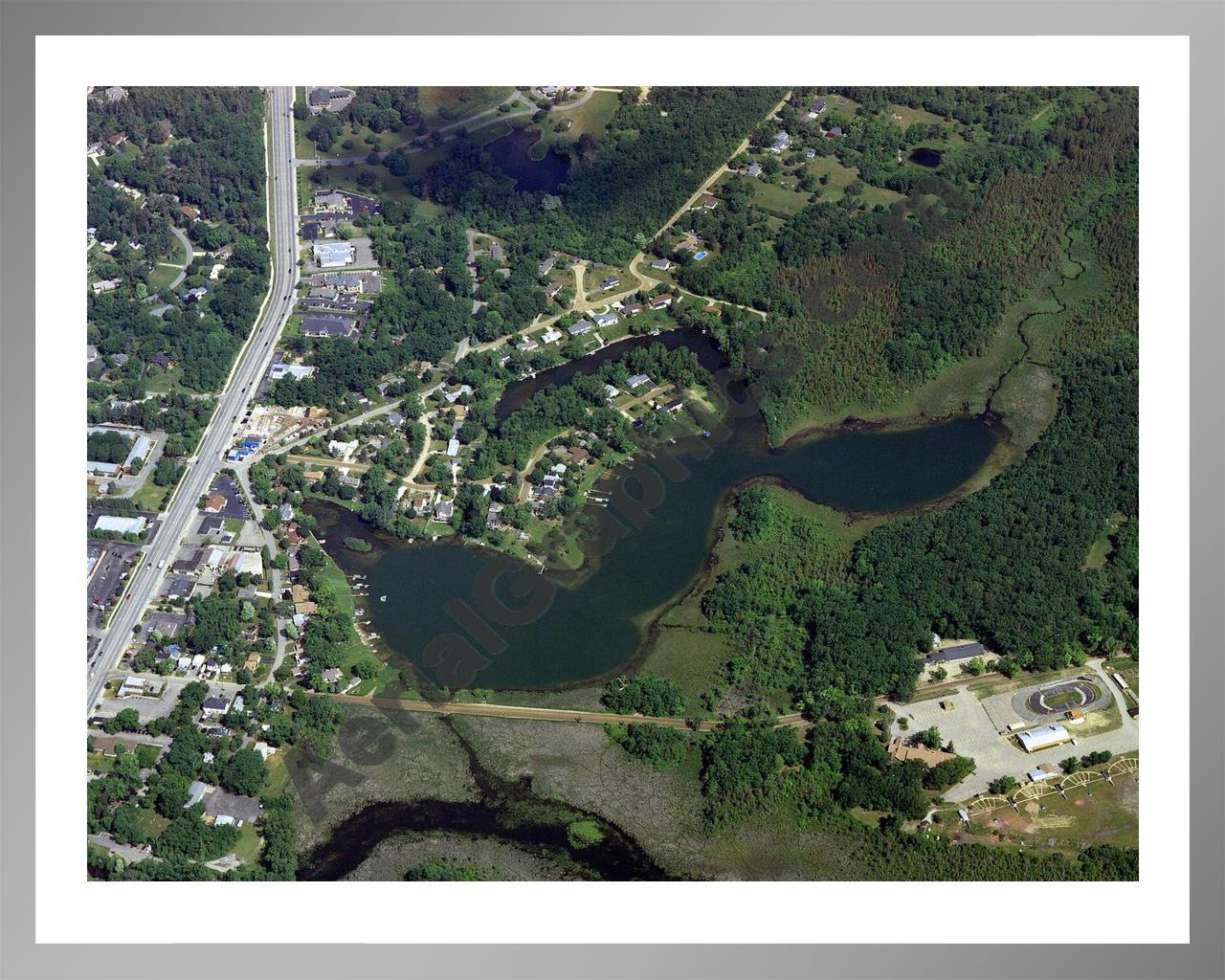 Aerial image of [3889] Townsend Lake in Oakland, MI with Silver Metal frame