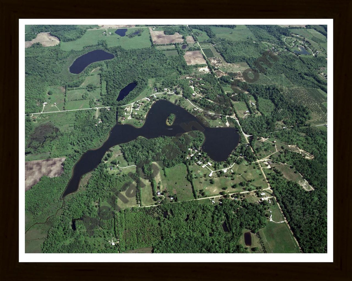 Aerial image of [388] Upper Jeptha Lake in Van Buren, MI with Black Wood frame