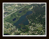 Aerial image of [3893] Upper Pettibone Lake in Oakland, MI with Black Wood frame