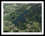 Aerial image of [3893] Upper Pettibone Lake in Oakland, MI with Black Metal frame