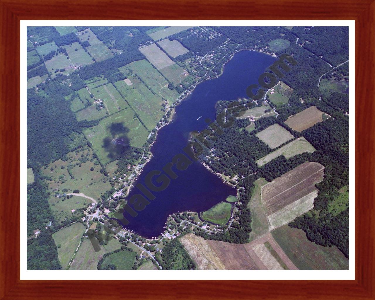 Aerial image of [3909] Long Lake in St Joseph, MI with Cherry Wood frame