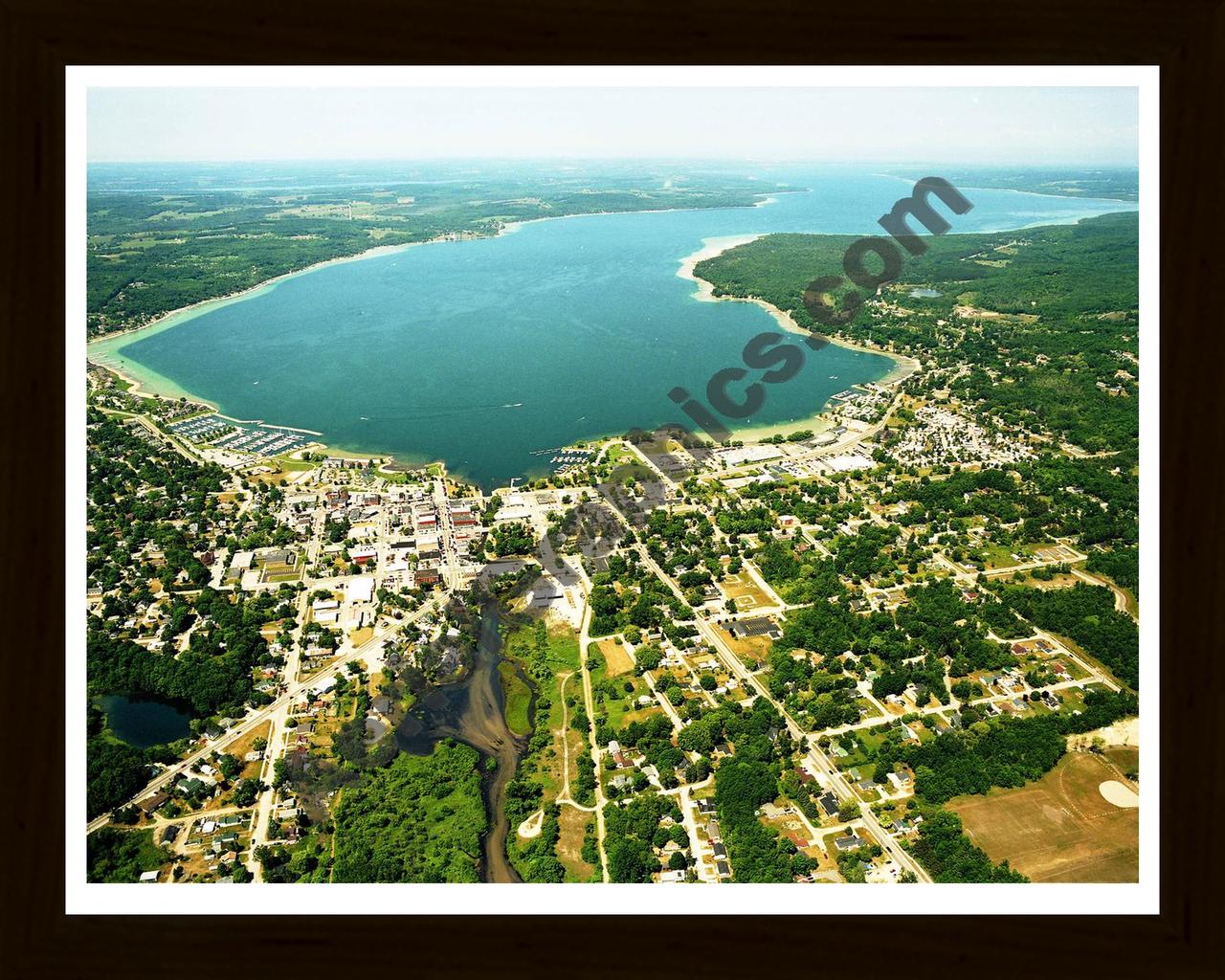 Aerial image of [3922] Boyne City with Black Wood frame