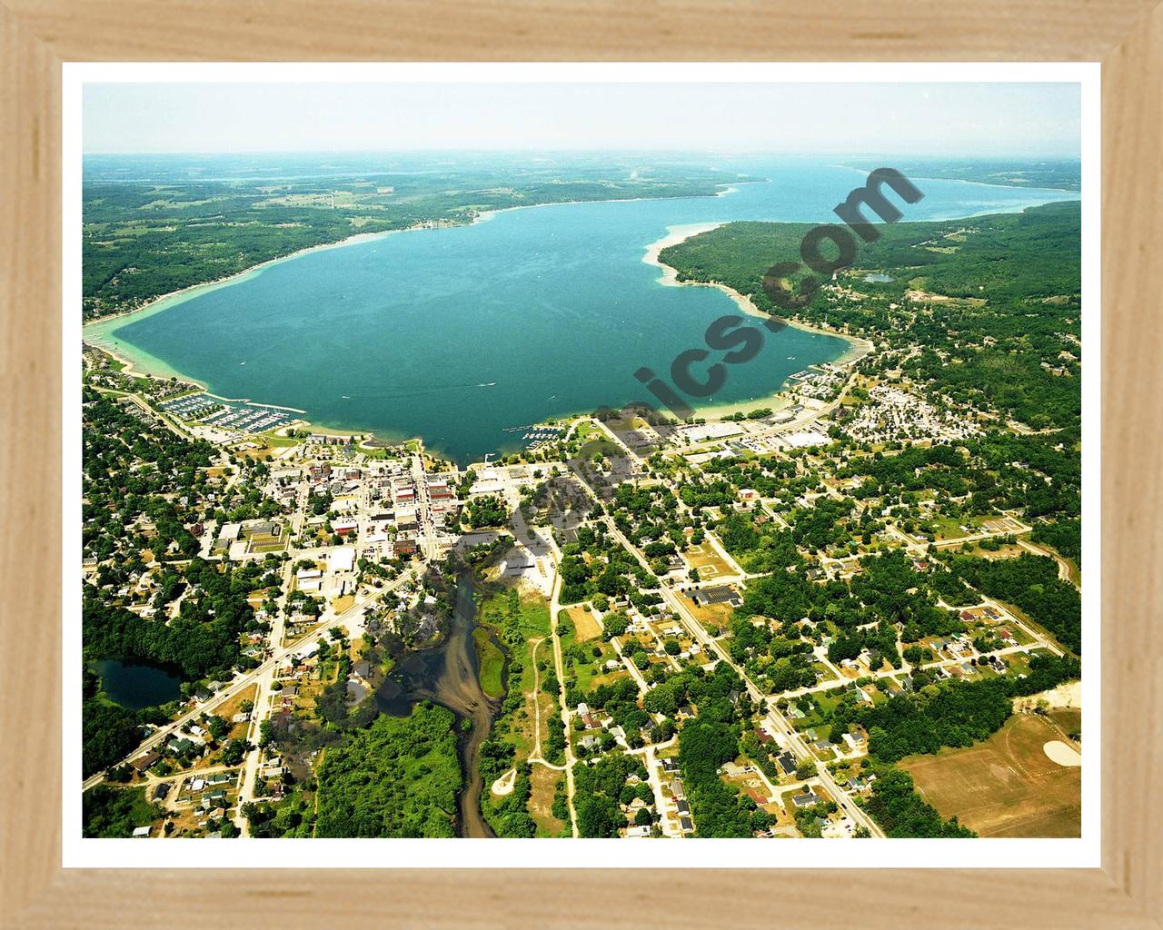 Aerial image of [3922] Boyne City with Natural Wood frame