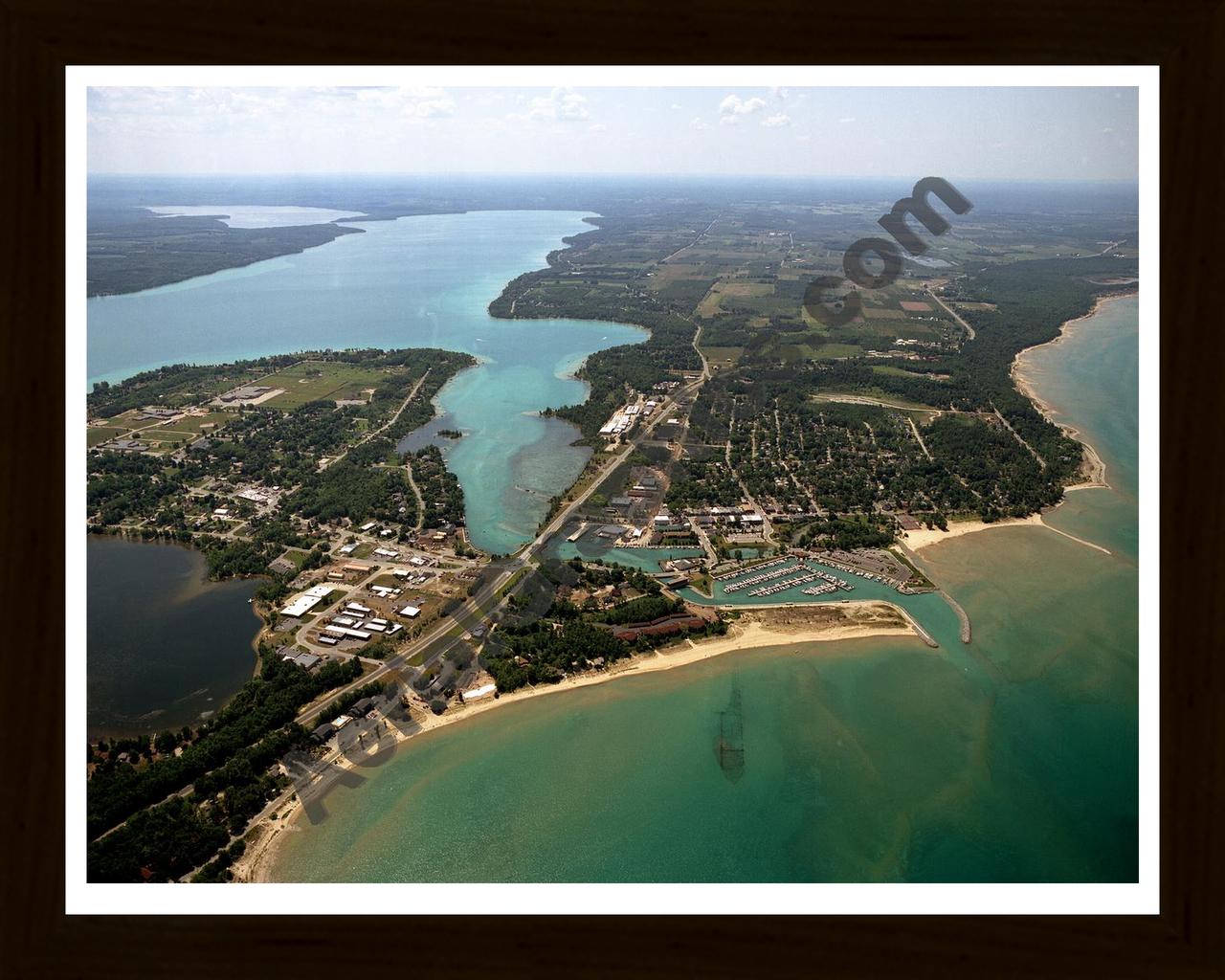 Aerial image of [3924] Elk Rapids with Black Wood frame