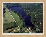 Aerial image of [3926] Little Long Lake in Osceola, MI with Natural Wood frame