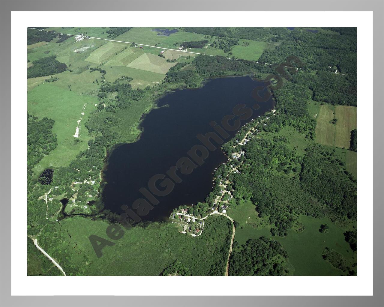 Aerial image of [3928] Hicks Lake in Osceola, MI with Silver Metal frame