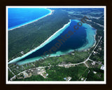 Aerial image of [3931] Little Traverse Lake in Leelanau, MI with Black Wood frame