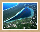 Aerial image of [3931] Little Traverse Lake in Leelanau, MI with Natural Wood frame