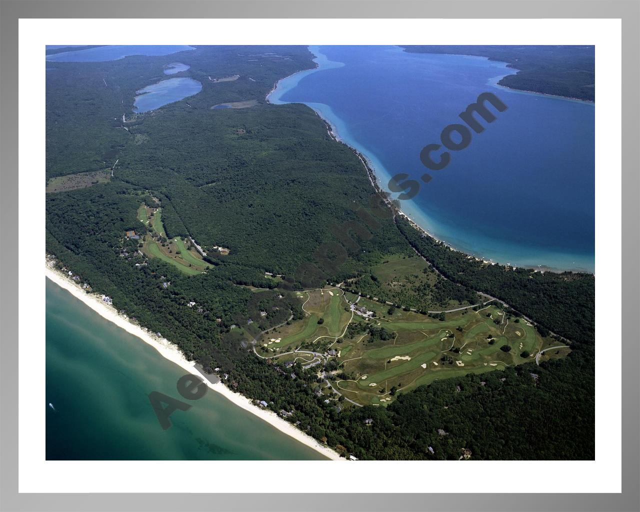 Aerial image of [3937] Crystal Downs Country Club in Benzie, MI with Silver Metal frame