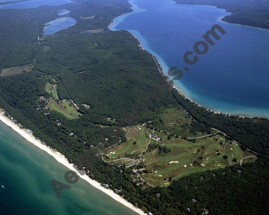 Aerial image of [3937] Crystal Downs Country Club in Benzie, MI with No frame