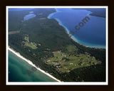 Aerial image of [3937] Crystal Downs Country Club in Benzie, MI with Black Wood frame