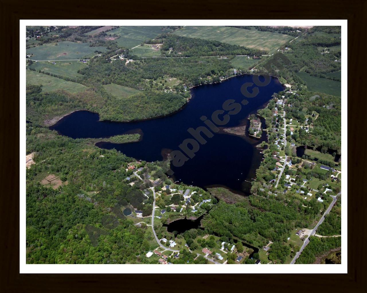 Aerial image of [3938] Middle Lake in Barry, MI with Black Wood frame