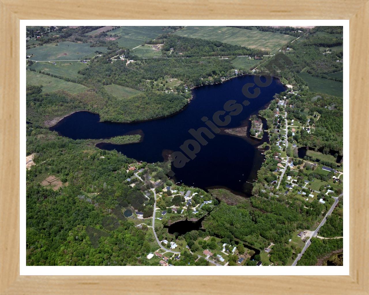 Aerial image of [3938] Middle Lake in Barry, MI with Natural Wood frame