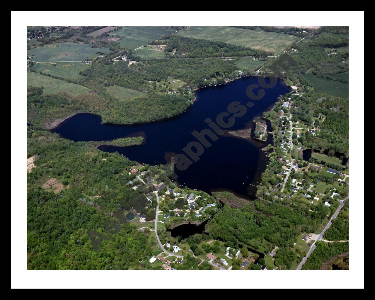 Aerial image of [3938] Middle Lake in Barry, MI with Black Metal frame