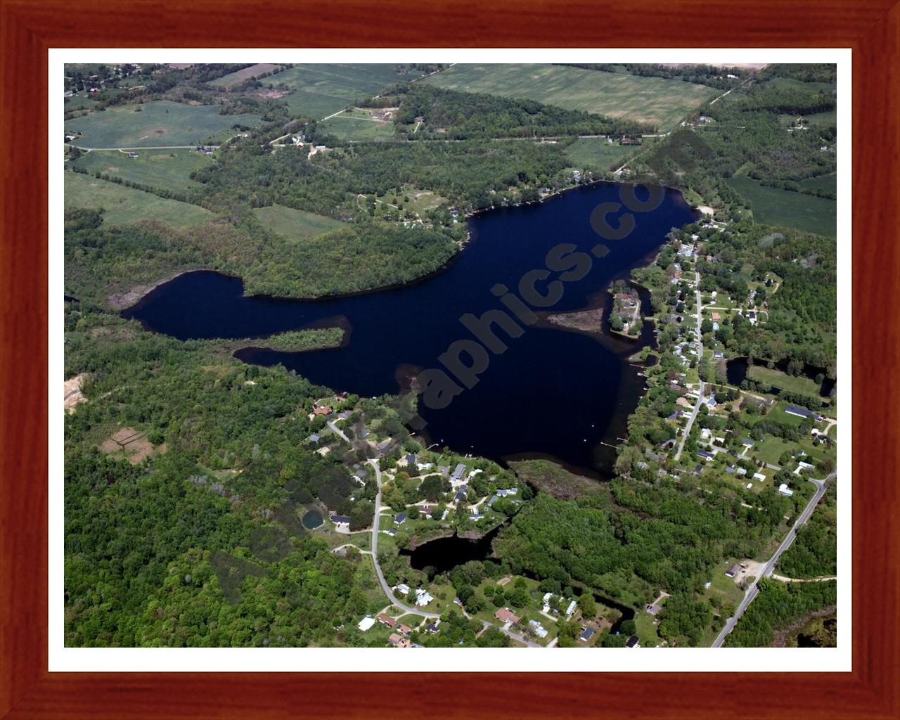 Aerial image of [3938] Middle Lake in Barry, MI with Cherry Wood frame