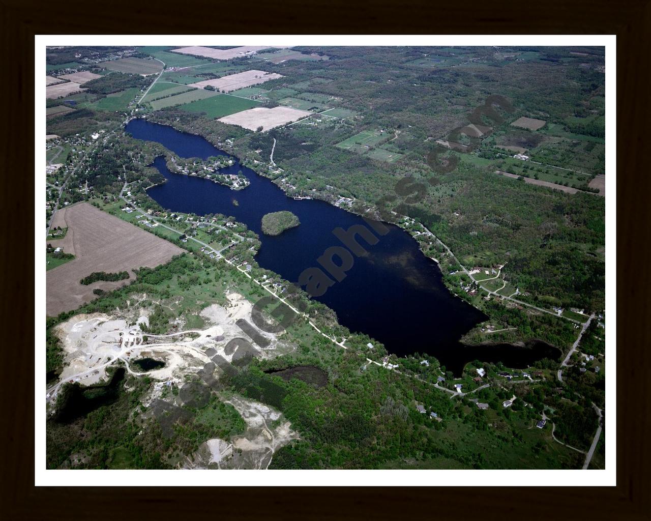 Aerial image of [3939] Algonquin Lake in Barry, MI with Black Wood frame