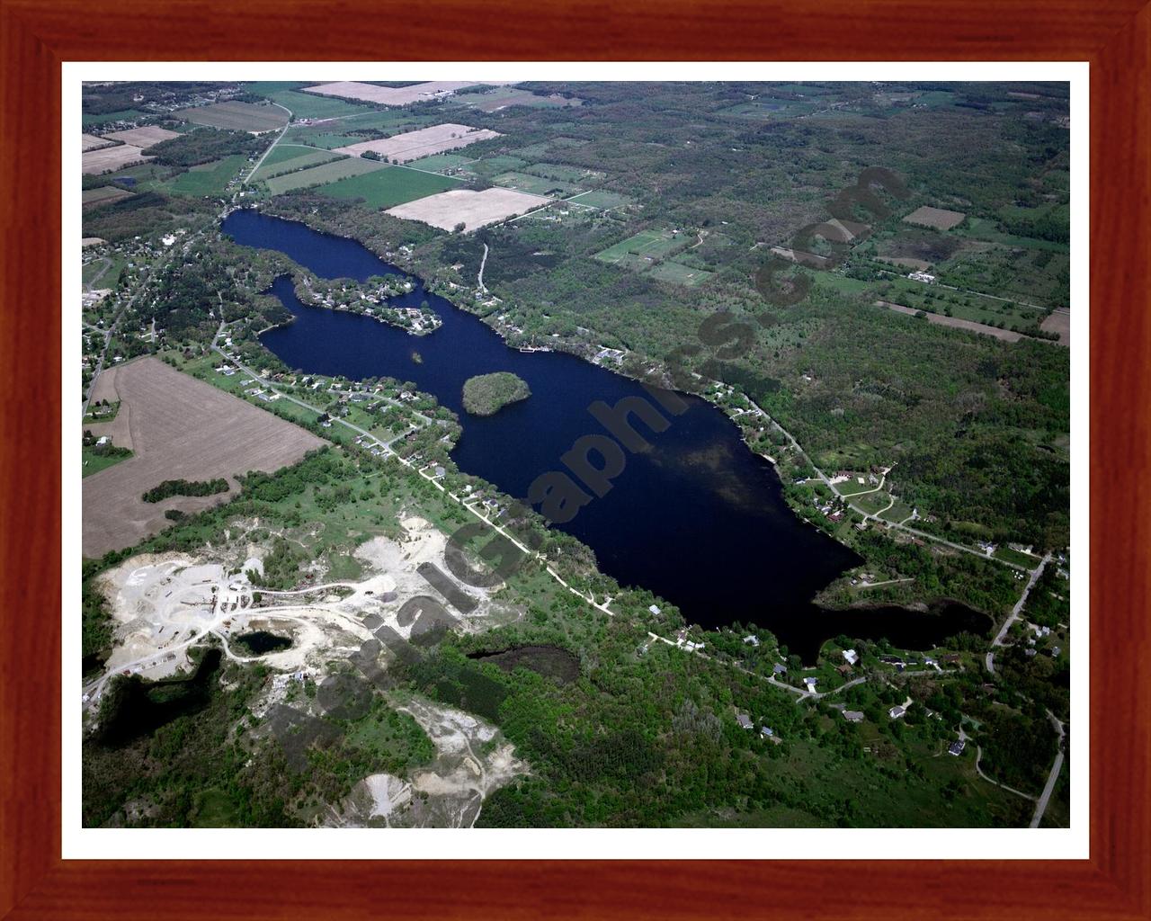 Aerial image of [3939] Algonquin Lake in Barry, MI with Cherry Wood frame