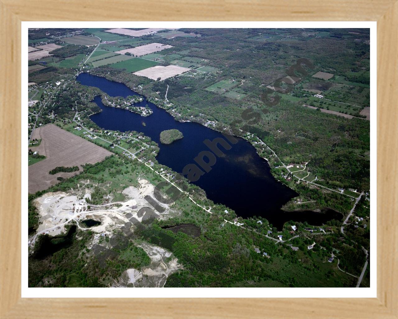 Aerial image of [3939] Algonquin Lake in Barry, MI with Natural Wood frame