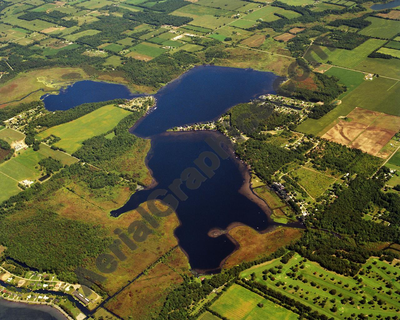 Aerial image of [394] Juno Lake in Cass, MI with Canvas Wrap frame