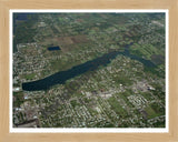 Aerial image of [395] Kearsley Reservoir in Genesee, MI with Natural Wood frame