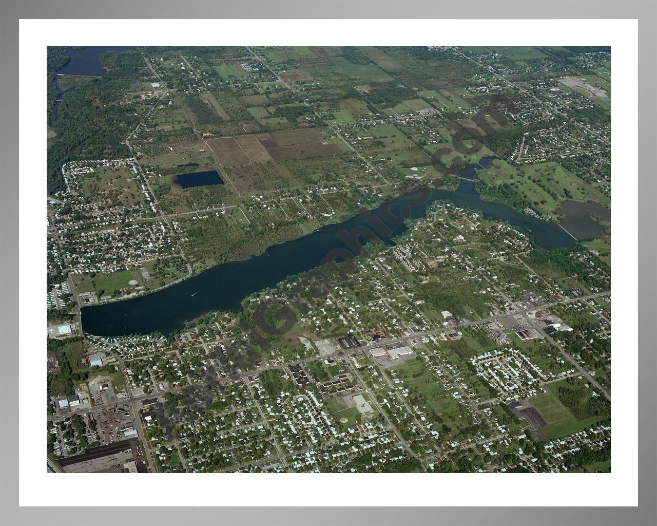 Aerial image of [395] Kearsley Reservoir in Genesee, MI with Silver Metal frame