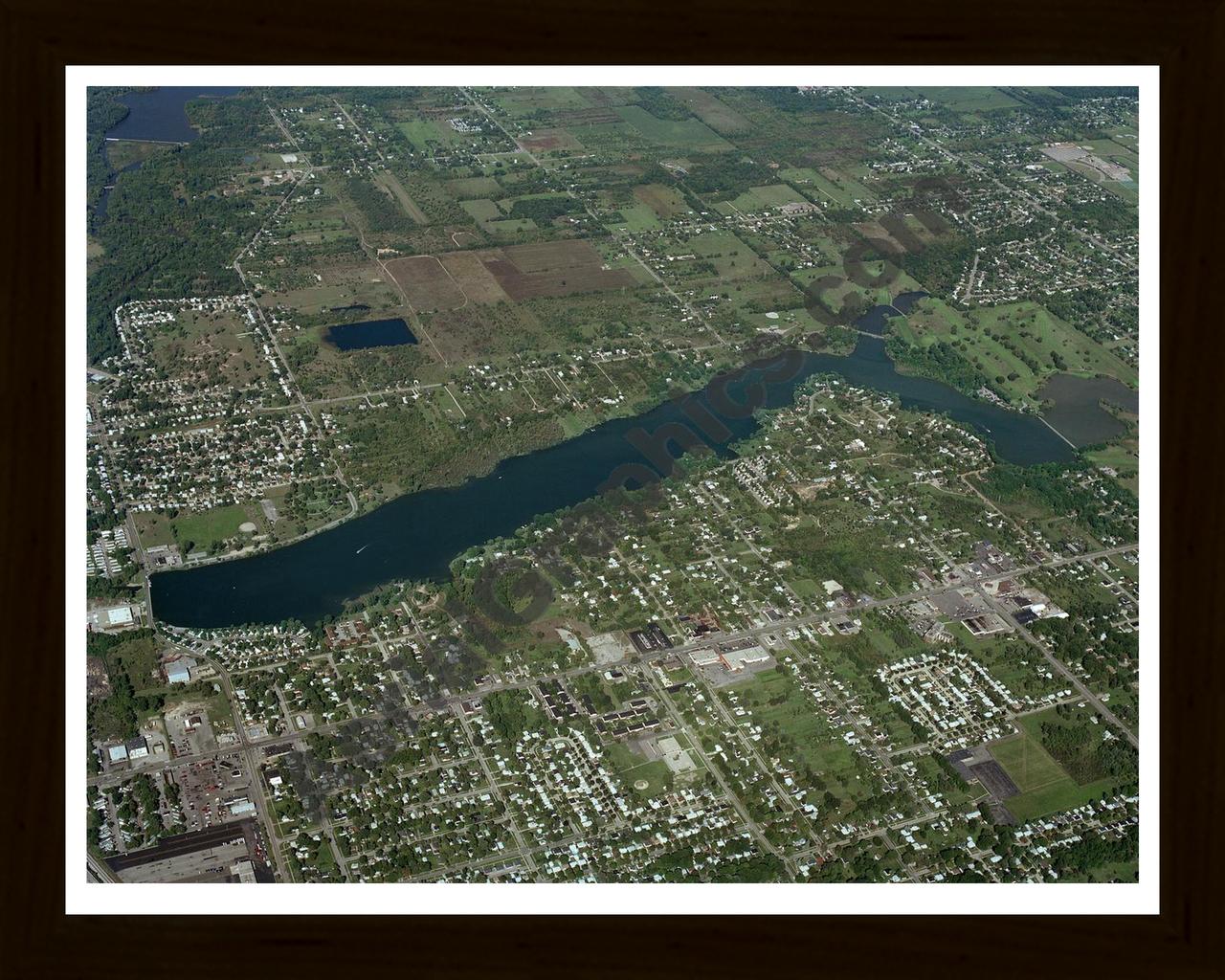 Aerial image of [395] Kearsley Reservoir in Genesee, MI with Black Wood frame