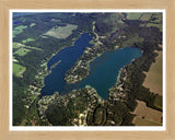 Aerial image of [3966] Shavehead Lake in Cass, MI with Natural Wood frame