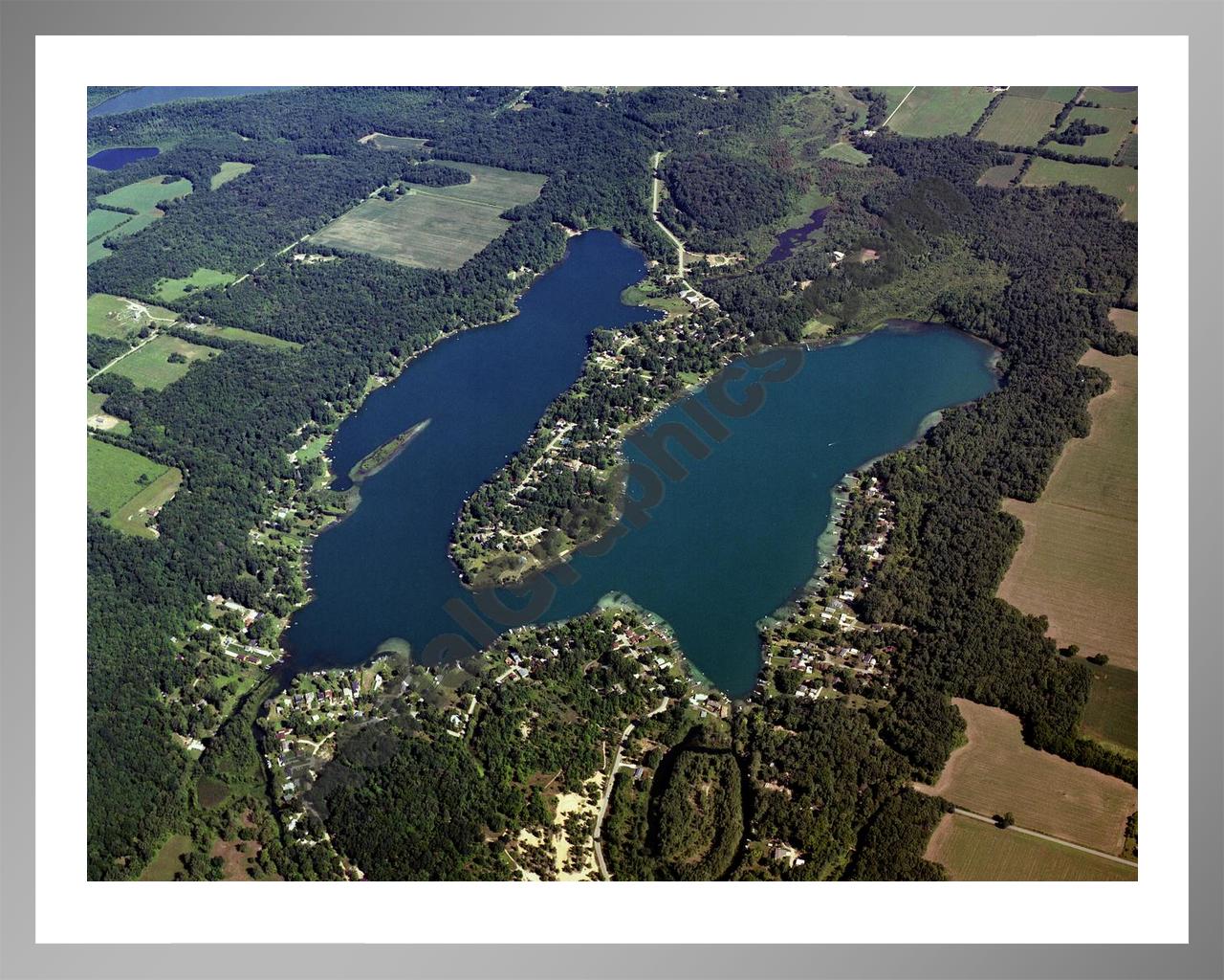 Aerial image of [3966] Shavehead Lake in Cass, MI with Silver Metal frame