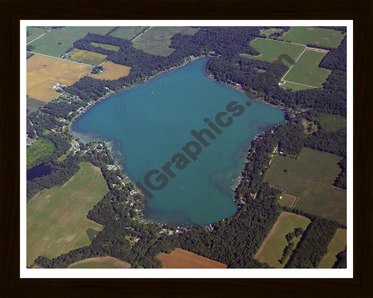 Aerial image of [3967] Birch Lake in Cass, MI with Black Wood frame