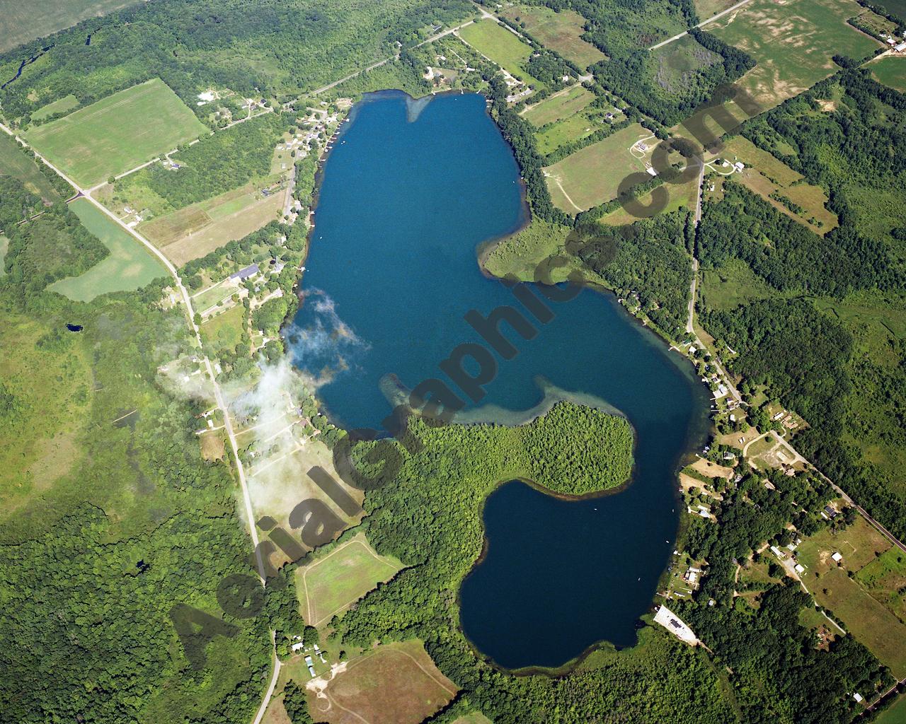 Aerial image of [3968] Paradise Lake in Cass, MI with Canvas Wrap frame