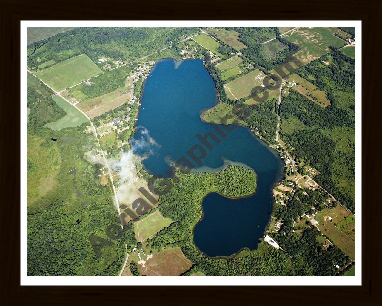 Aerial image of [3968] Paradise Lake in Cass, MI with Black Wood frame