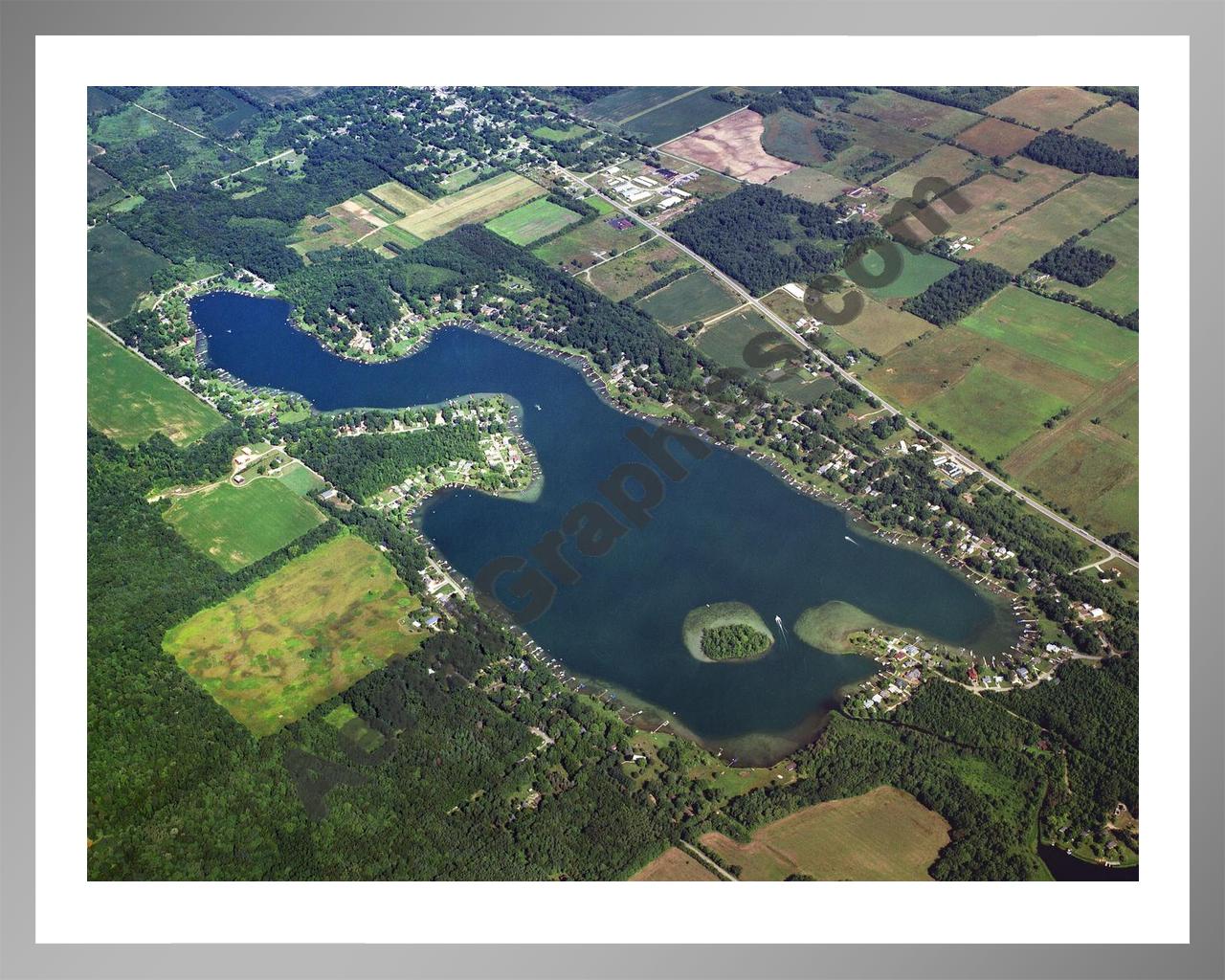 Aerial image of [3969] Donnell Lake in Cass, MI with Silver Metal frame