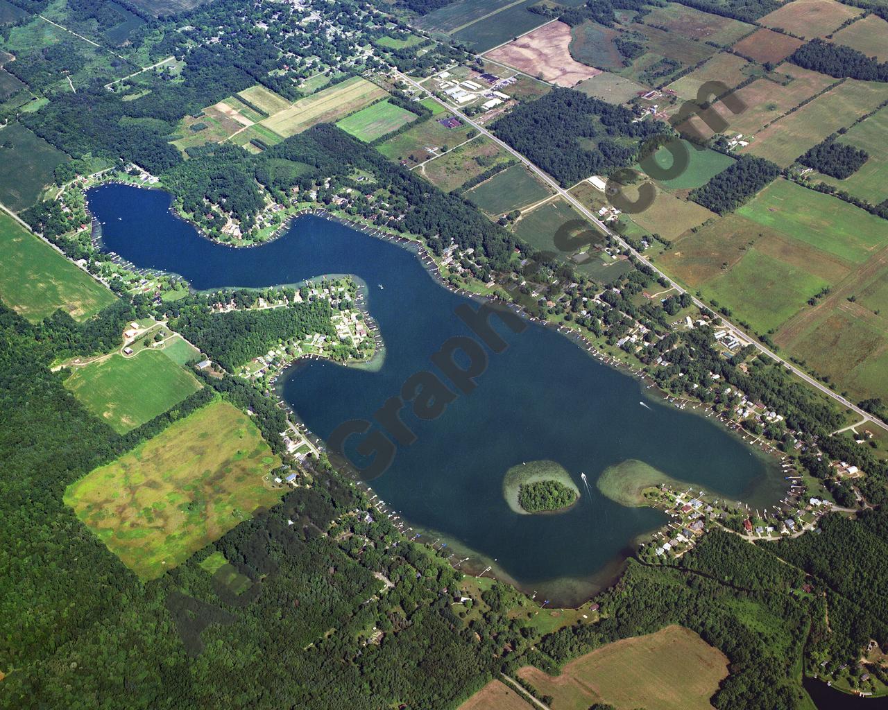 Aerial image of [3969] Donnell Lake in Cass, MI with Canvas Wrap frame