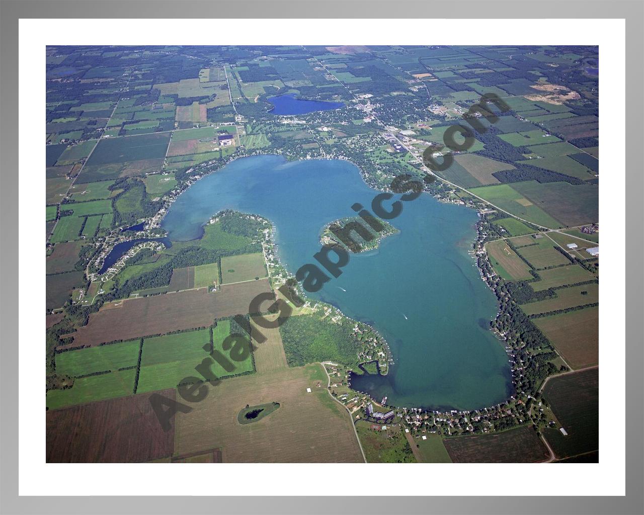 Aerial image of [3978] Diamond Lake in Cass, MI with Silver Metal frame