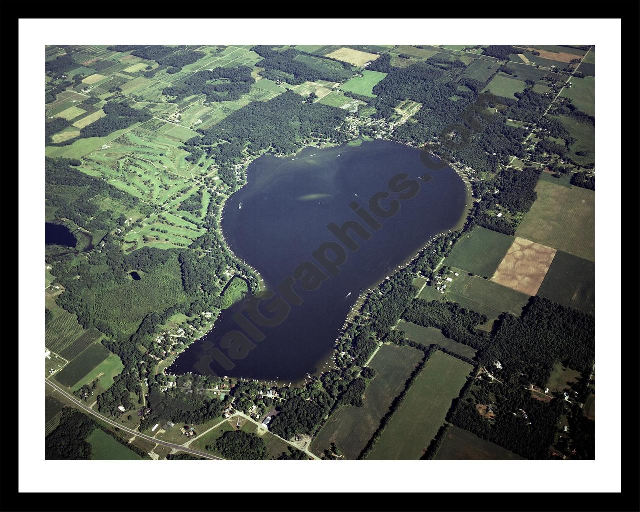 Aerial image of [3979] Indian Lake in Cass, MI with Black Metal frame