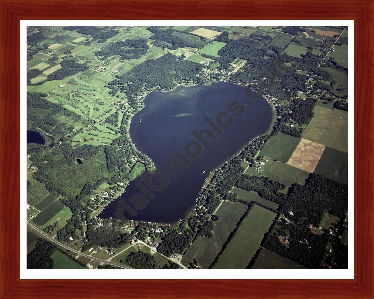 Aerial image of [3979] Indian Lake in Cass, MI with Cherry Wood frame