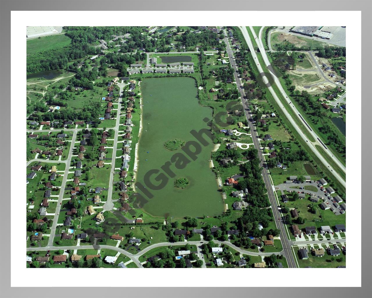 Aerial image of [397] Kenowa Lake in Ottawa, MI with Silver Metal frame