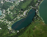 Aerial image of [3986] Coverdale Lake in Cass, MI with Canvas Wrap frame