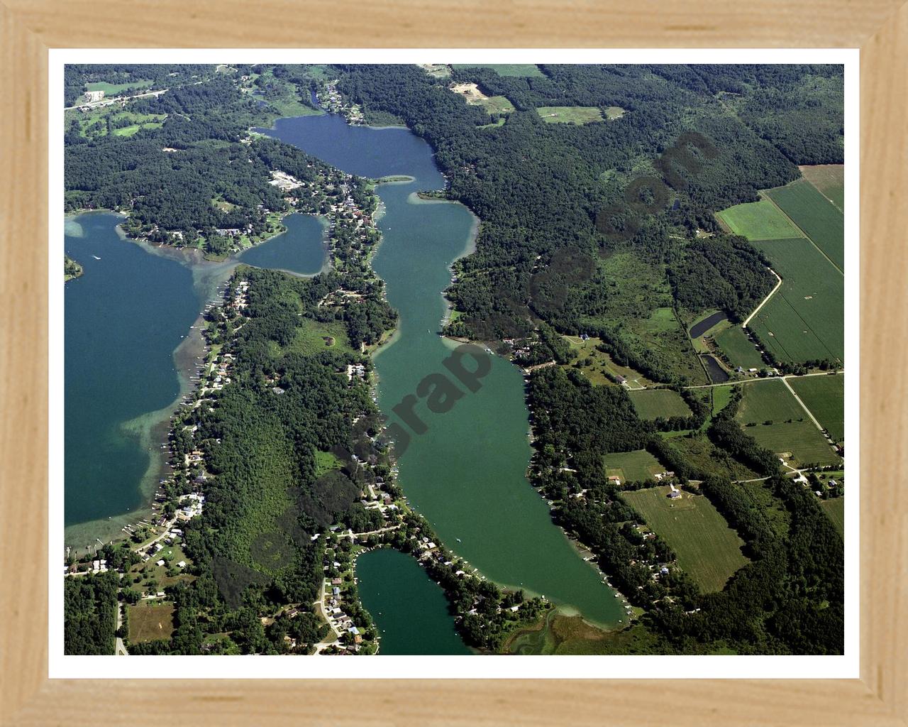 Aerial image of [3989] Long Lake in Cass, MI with Natural Wood frame