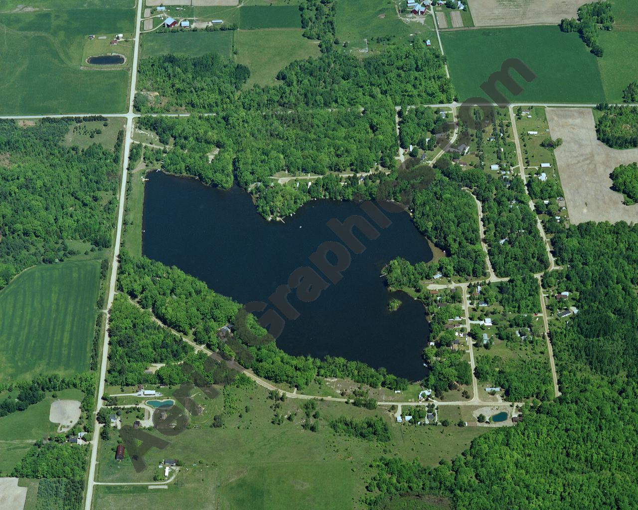 Aerial image of [399] Kerswell Lake in Gladwin, MI with Canvas Wrap frame