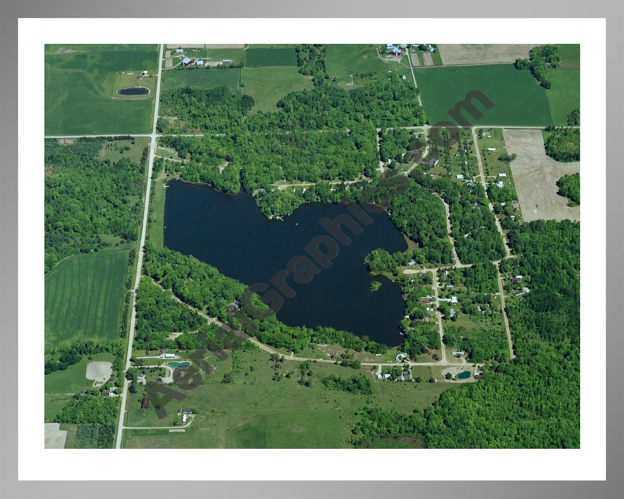 Aerial image of [399] Kerswell Lake in Gladwin, MI with Silver Metal frame