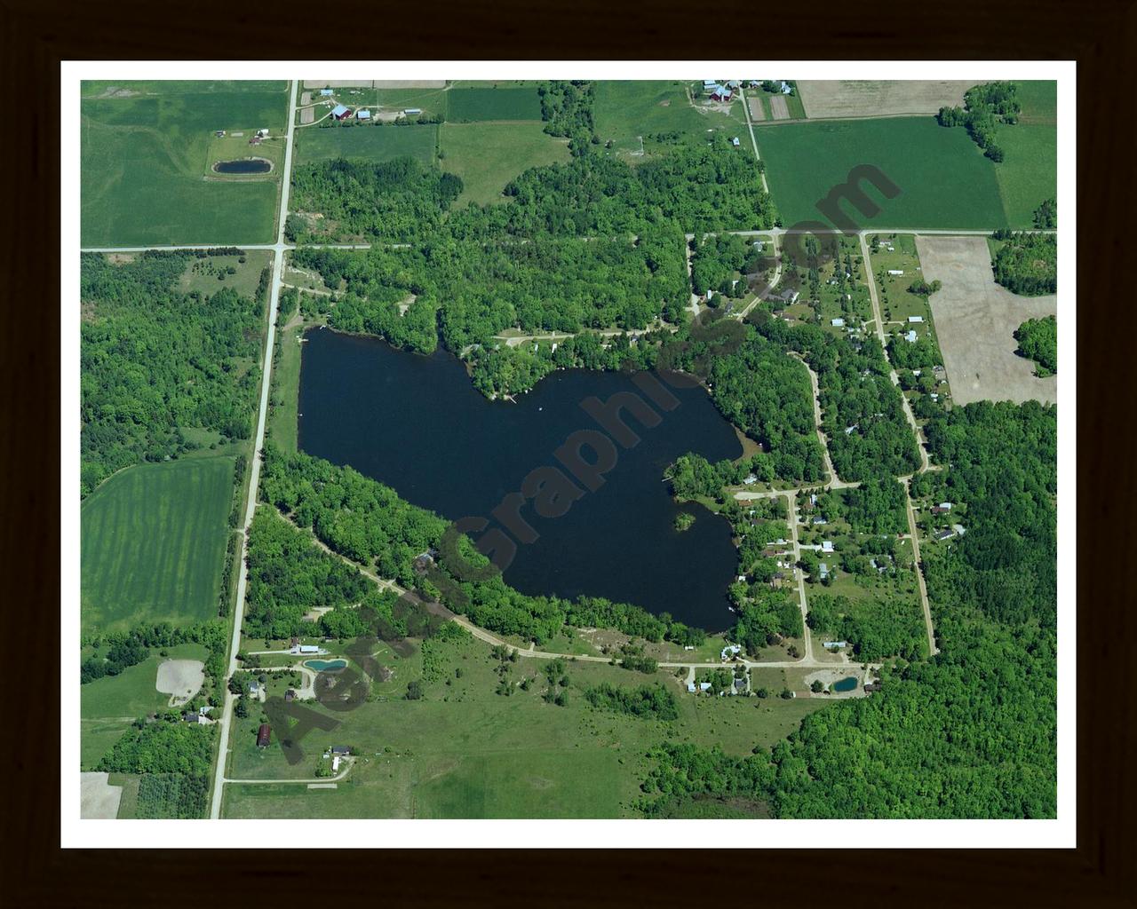 Aerial image of [399] Kerswell Lake in Gladwin, MI with Black Wood frame