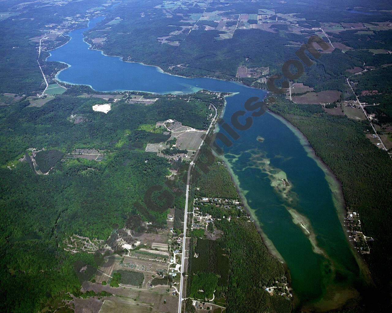 Aerial image of [4005] Intermediate Lake in Antrim, MI with Canvas Wrap frame