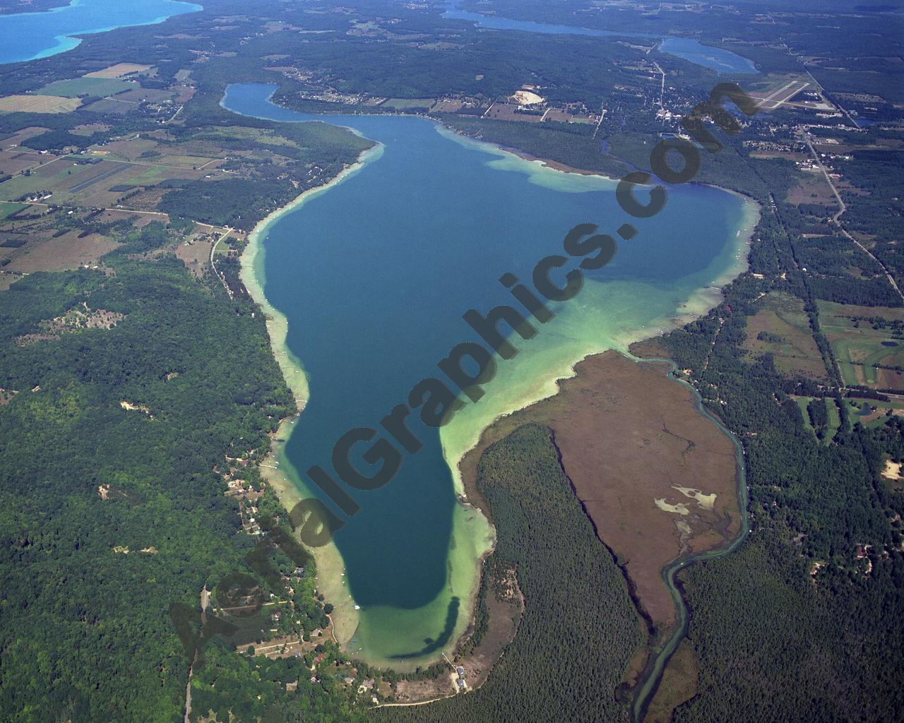 Aerial image of [4008] Lake Bellaire in Antrim, MI with No frame