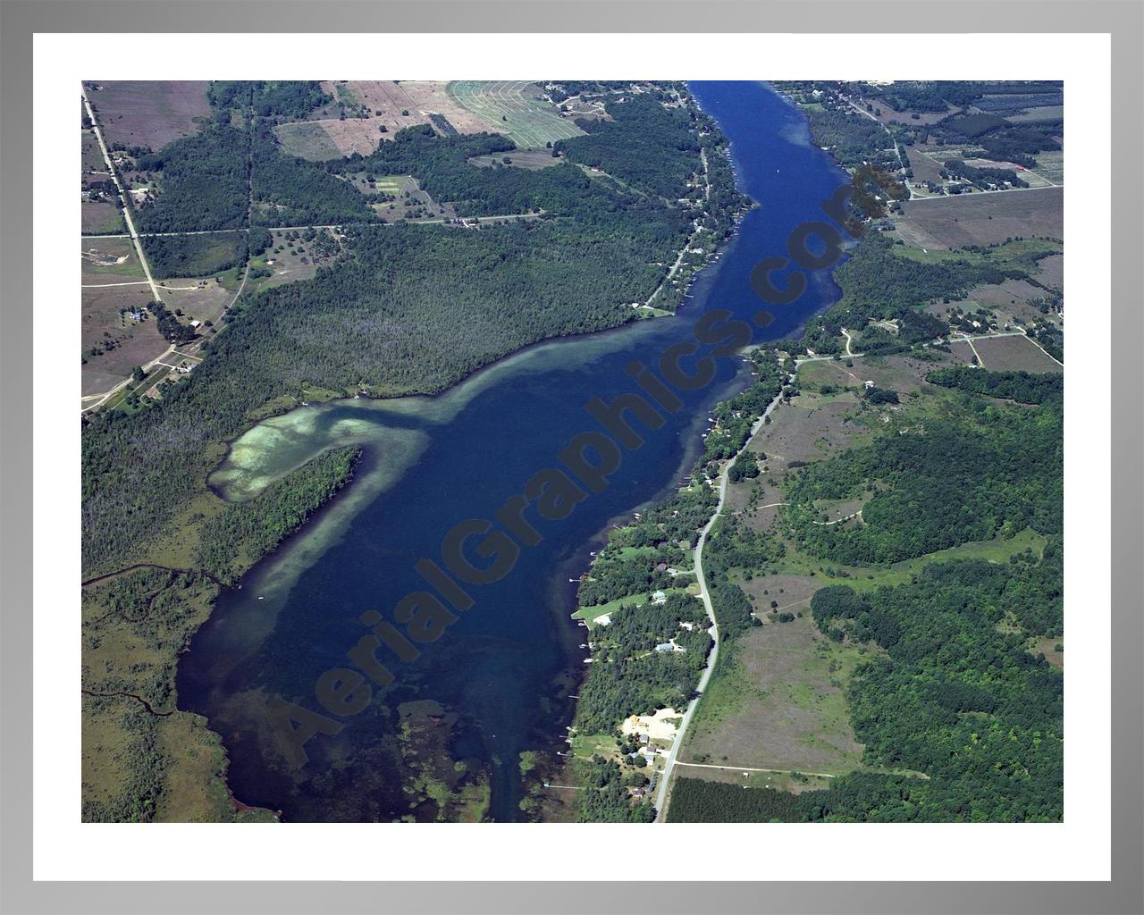 Aerial image of [4009] Clam Lake in Antrim, MI with Silver Metal frame