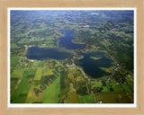 Aerial image of [4016] Devils & Round Lake in Lenawee, MI with Natural Wood frame